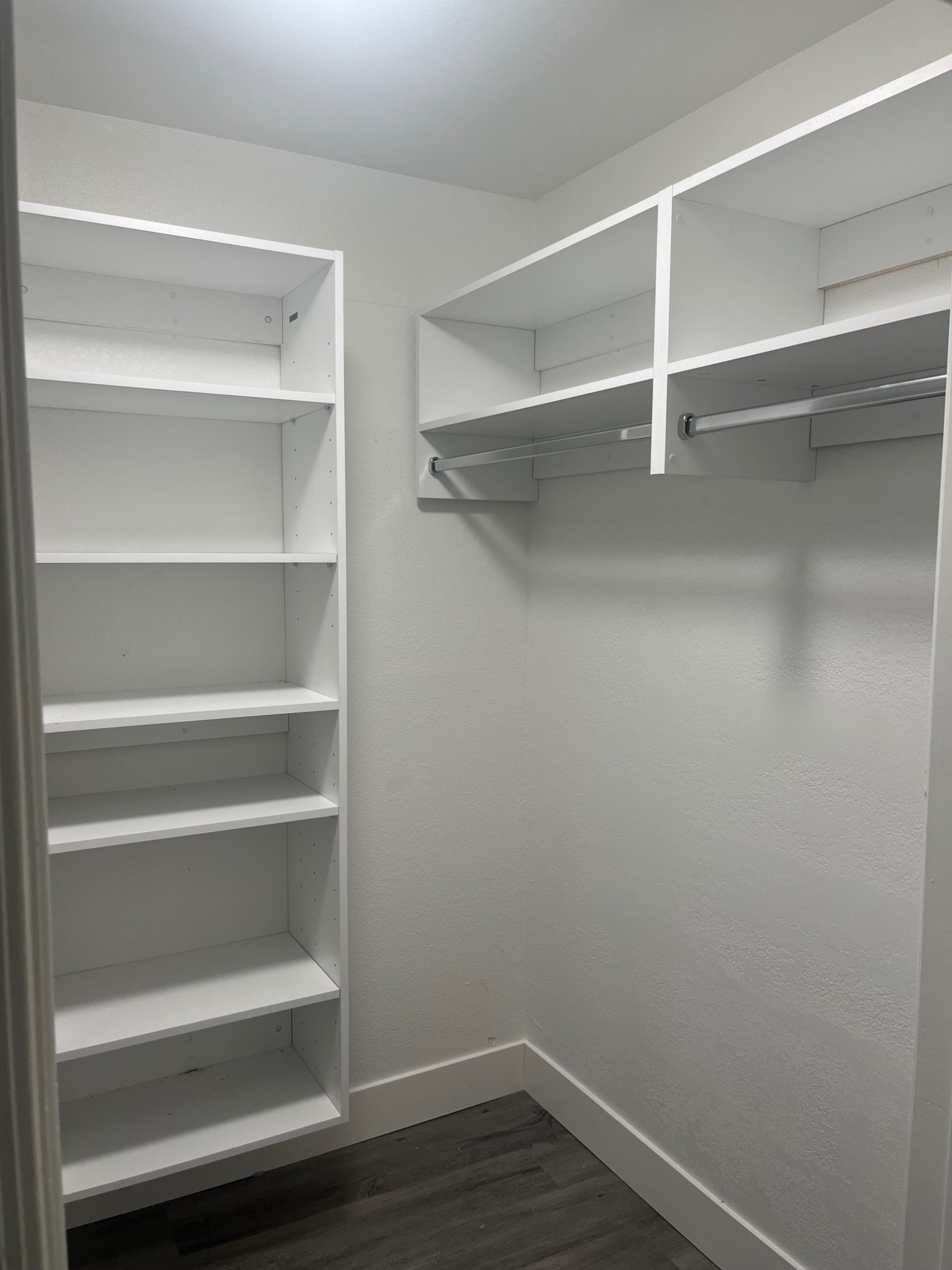 Finished white custom closet carpentry