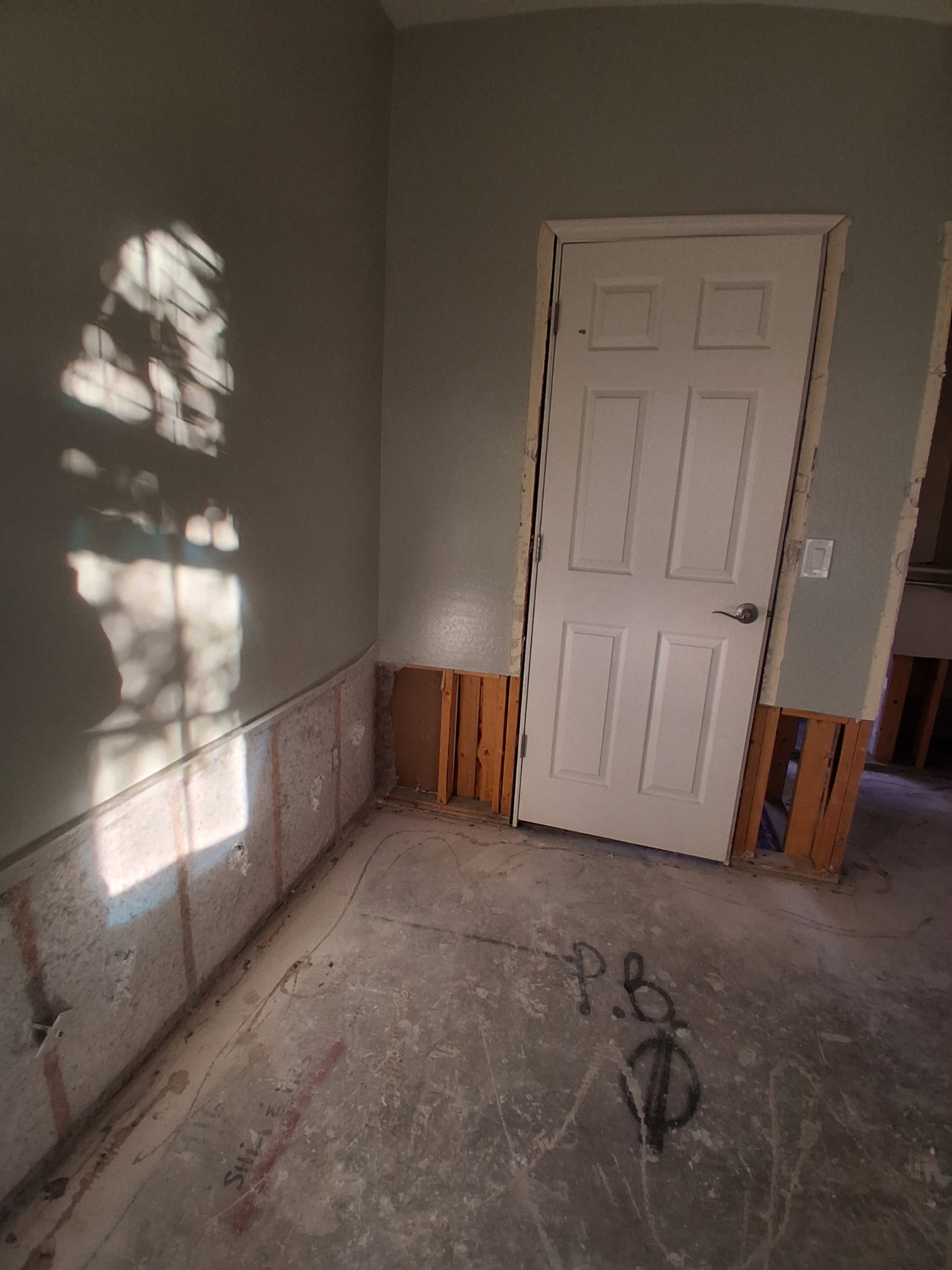 Interior drywall repair in progress